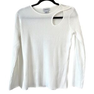 Carmen Marc Valvo Peek-a-boo Keyhole Knit Blouse White Size M